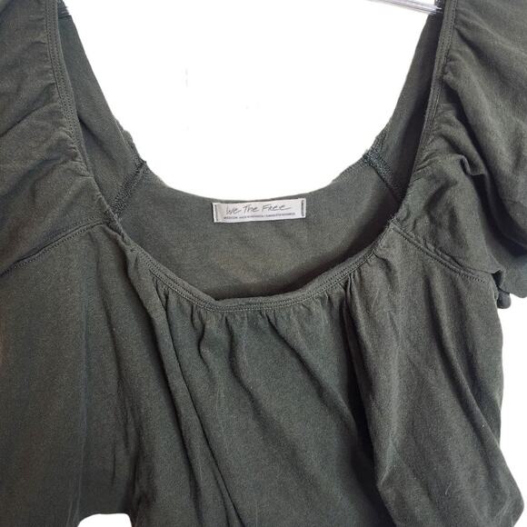 We the Free Off Shoulder Crop Top, Dark Green, Medium - Picture 2 of 6